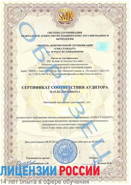 Образец сертификата соответствия аудитора №ST.RU.EXP.00006191-1 Зима Сертификат ISO 50001